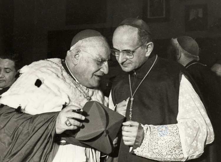Con il patriarca di Venezia Angelo Roncalli, il 3 marzo 1958 (Archivio Istituto Paolo VI)